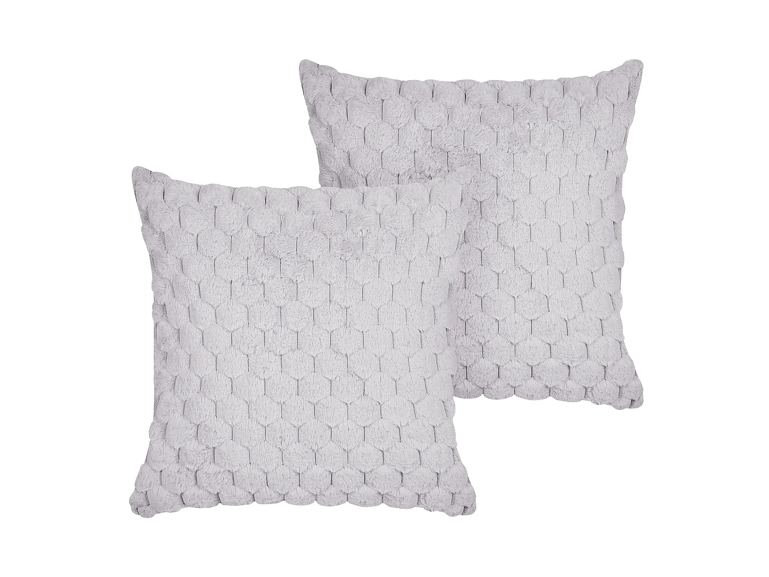Lot de 2 coussins décoratifs PURSLANE Fourrure synthétique 43 x 43 cm Gris clair Motif géométrique