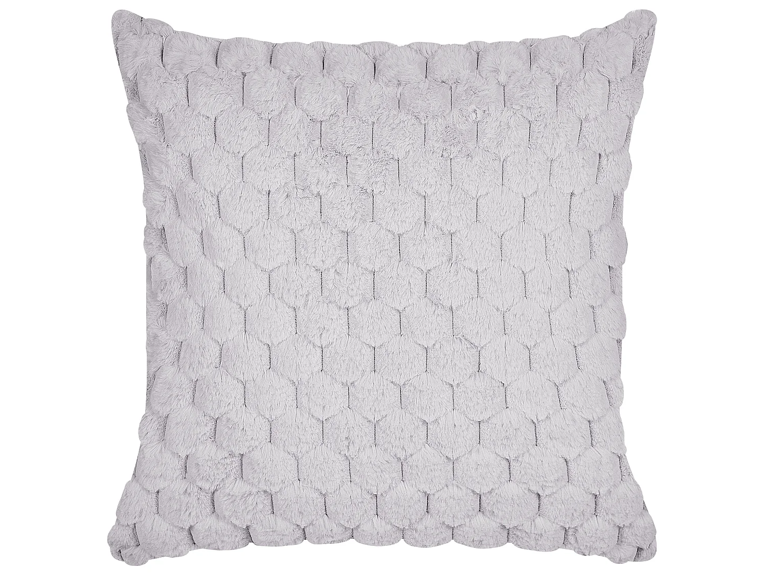 Lot de 2 coussins décoratifs PURSLANE Fourrure synthétique 43 x 43 cm Gris clair Motif géométrique