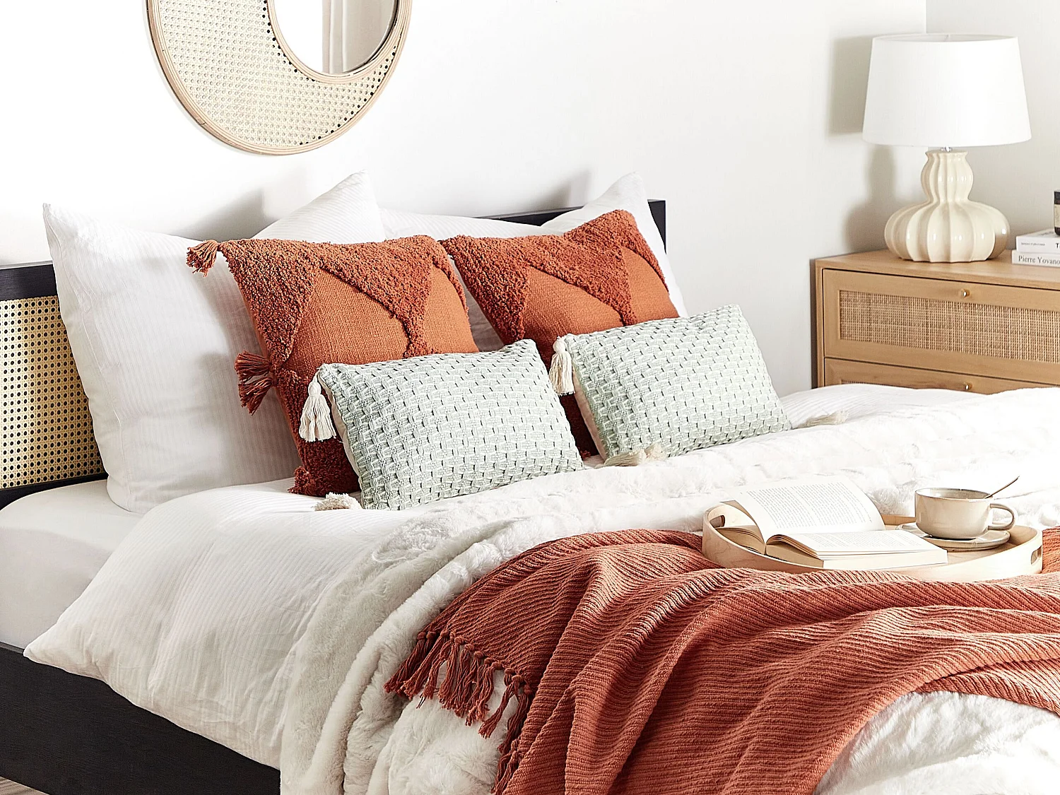 Set van 2 decoratieve kussens HAKONE 45 x 25 cm Mintgroen Geometrisch patroon