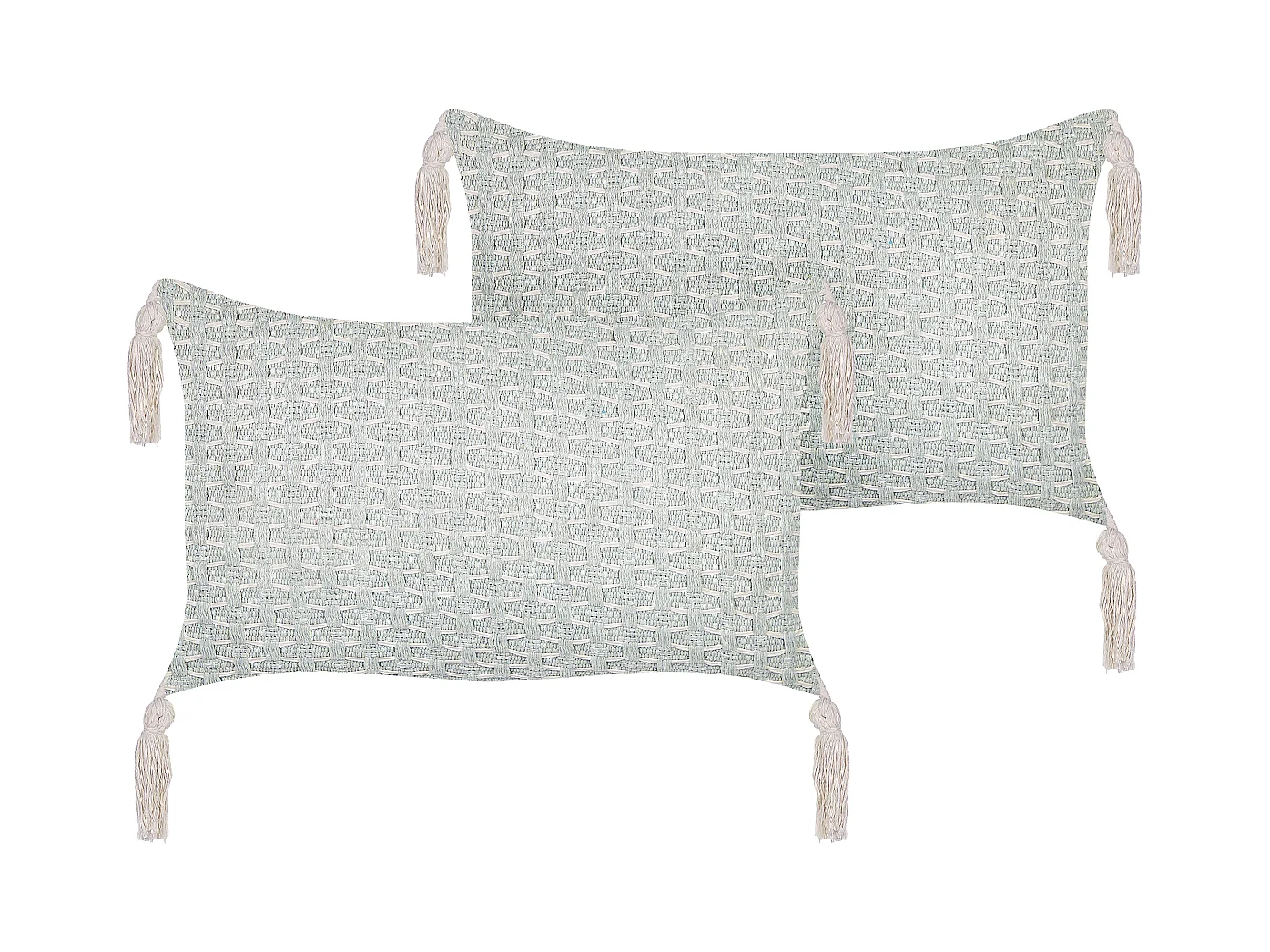 Lot de 2 coussins décoratifs HAKONE 45 x 25 cm Vert menthe Motif géométrique
