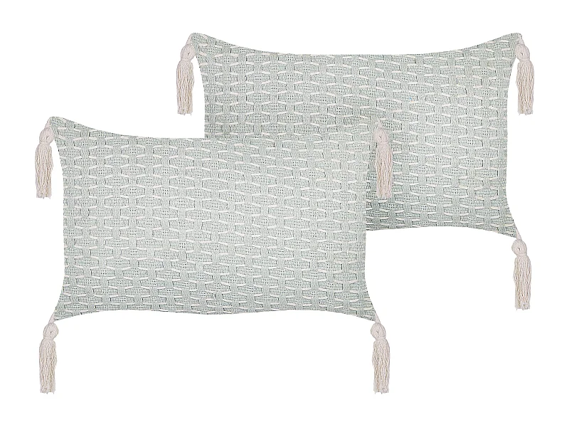 Lot de 2 coussins décoratifs HAKONE 45 x 25 cm Vert menthe Motif géométrique