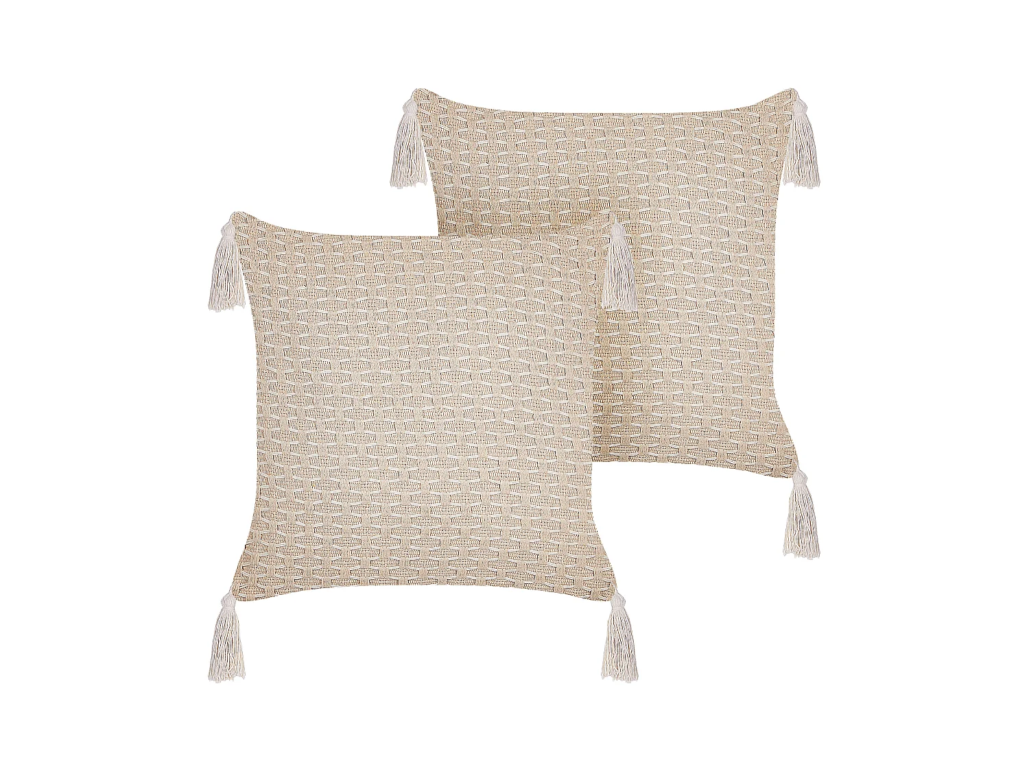 Conjunto de 2 cojines decorativos HAKONE 42 x 42 cm Beige claro Patrón geométrico