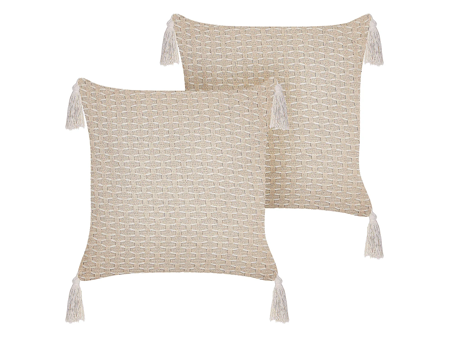 Set of 2 Decorative Cushions HAKONE 42 x 42 cm Light Beige Geometric Pattern