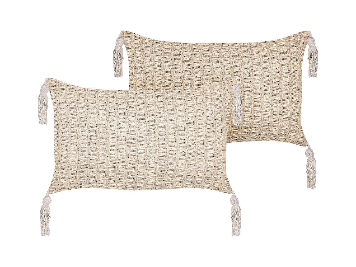 Lot de 2 coussins décoratifs HAKONE 45 x 25 cm Beige clair Motif géométrique