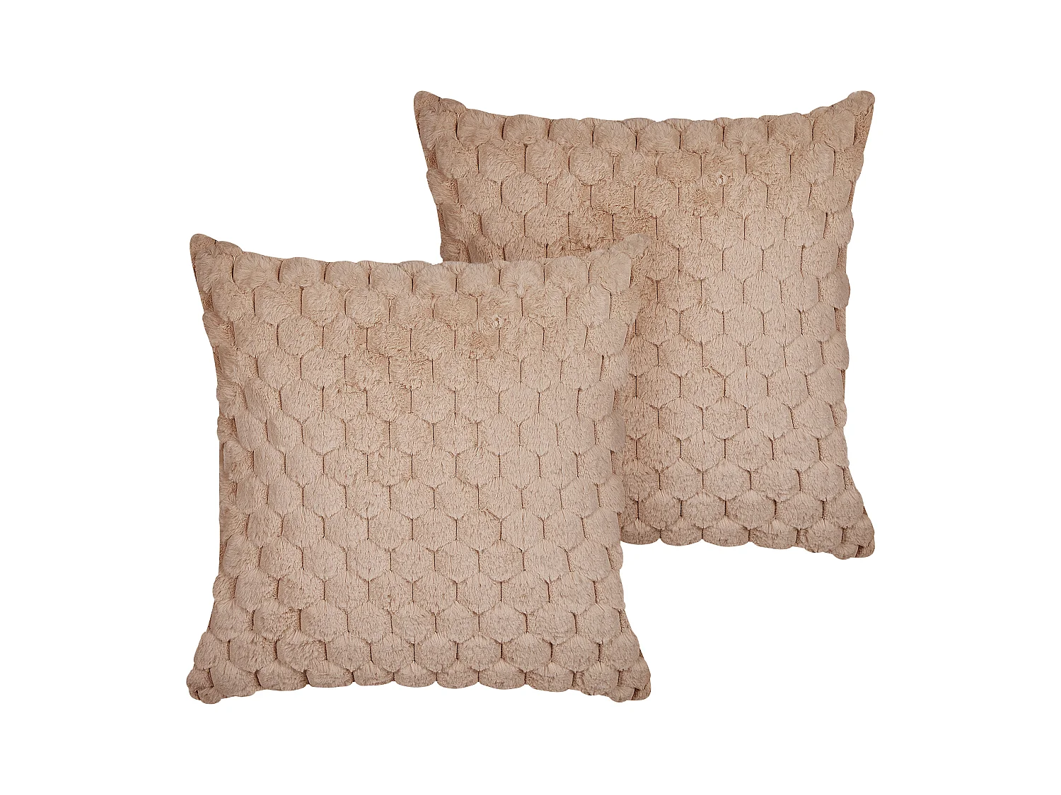 Lot de 2 coussins décoratifs PURSLANE Fourrure synthétique 43 x 43 cm Beige sable Motif géométrique