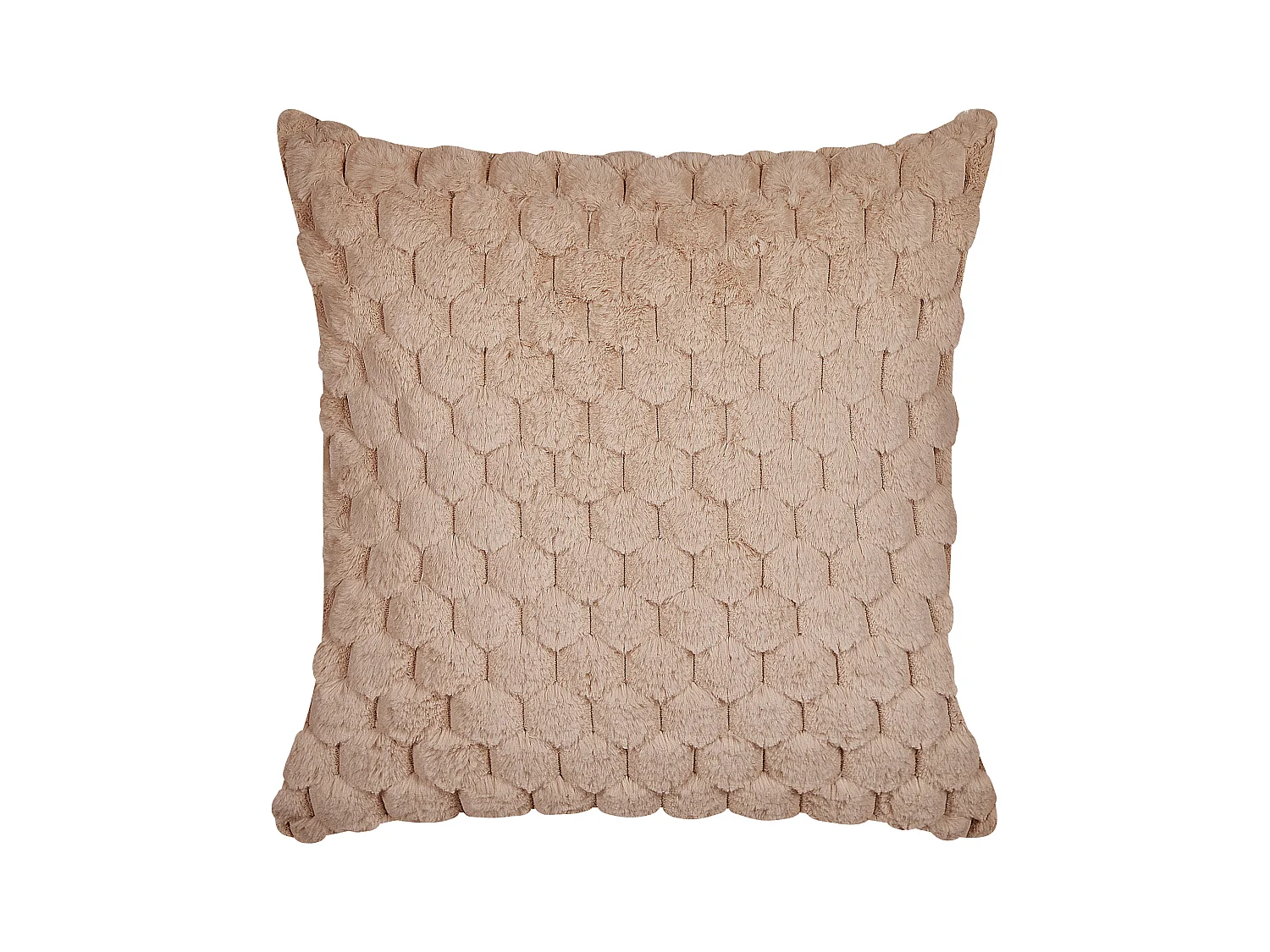 Set di 2 cuscini PURSLANE Finta pelliccia 43 x 43 cm Beige sabbia Trama geometrica