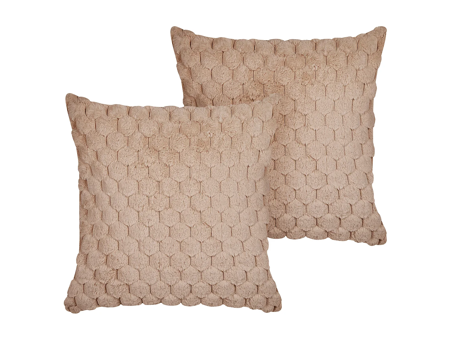 Dekokissen 2er Set PURSLANE Webpelz 43 x 43 cm Sandbeige Geometrisches Muster