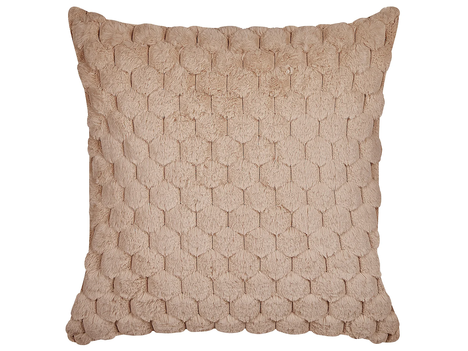 Dekokissen 2er Set PURSLANE Webpelz 43 x 43 cm Sandbeige Geometrisches Muster