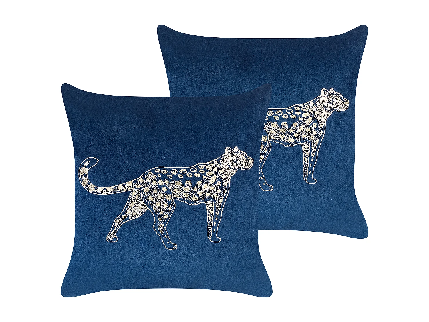 Set van 2 decoratieve kussens MARULA Fluweel 45 x 45 cm Marineblauw Dierenprint