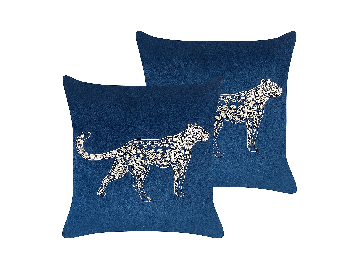 Lot de 2 coussins décoratifs MARULA Velours 45 x 45 cm Bleu marine Motif animal