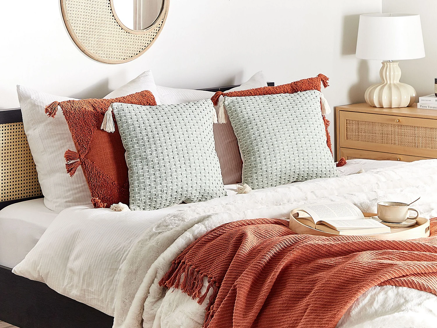 Set van 2 decoratieve kussens HAKONE 42 x 42 cm Mintgroen Geometrisch patroon