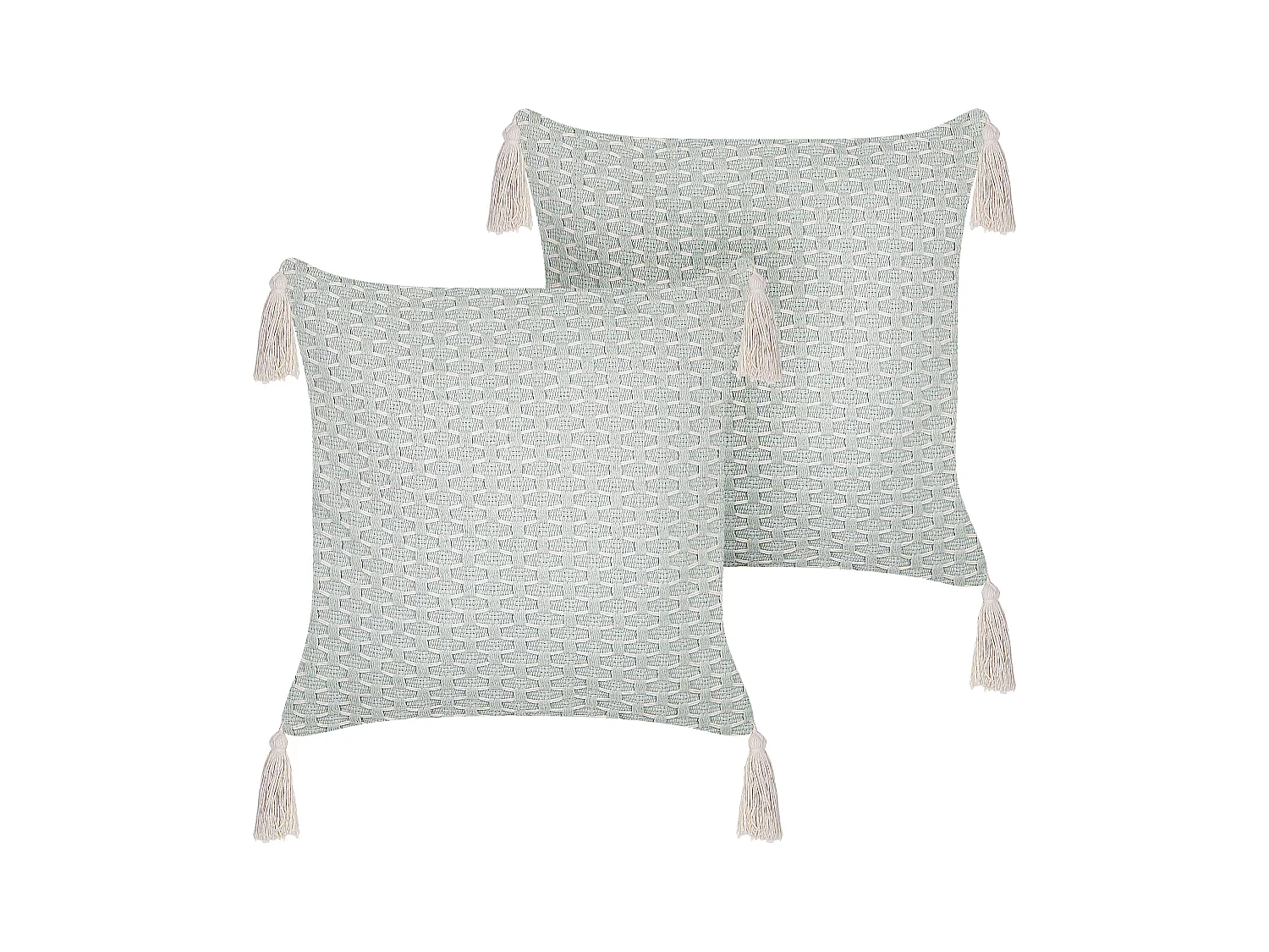 Lot de 2 coussins décoratifs HAKONE 42 x 42 cm Vert menthe Motif géométrique