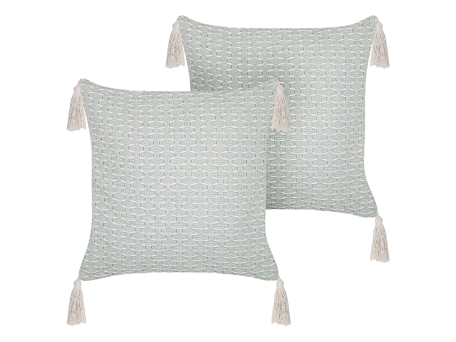 Lot de 2 coussins décoratifs HAKONE 42 x 42 cm Vert menthe Motif géométrique