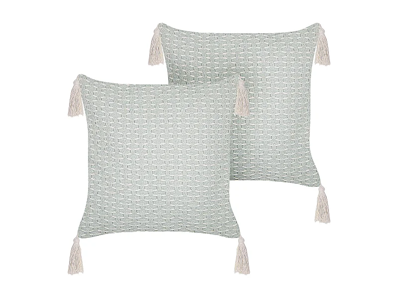 Set di 2 cuscini HAKONE 42 x 42 cm Verde menta Trama geometrica