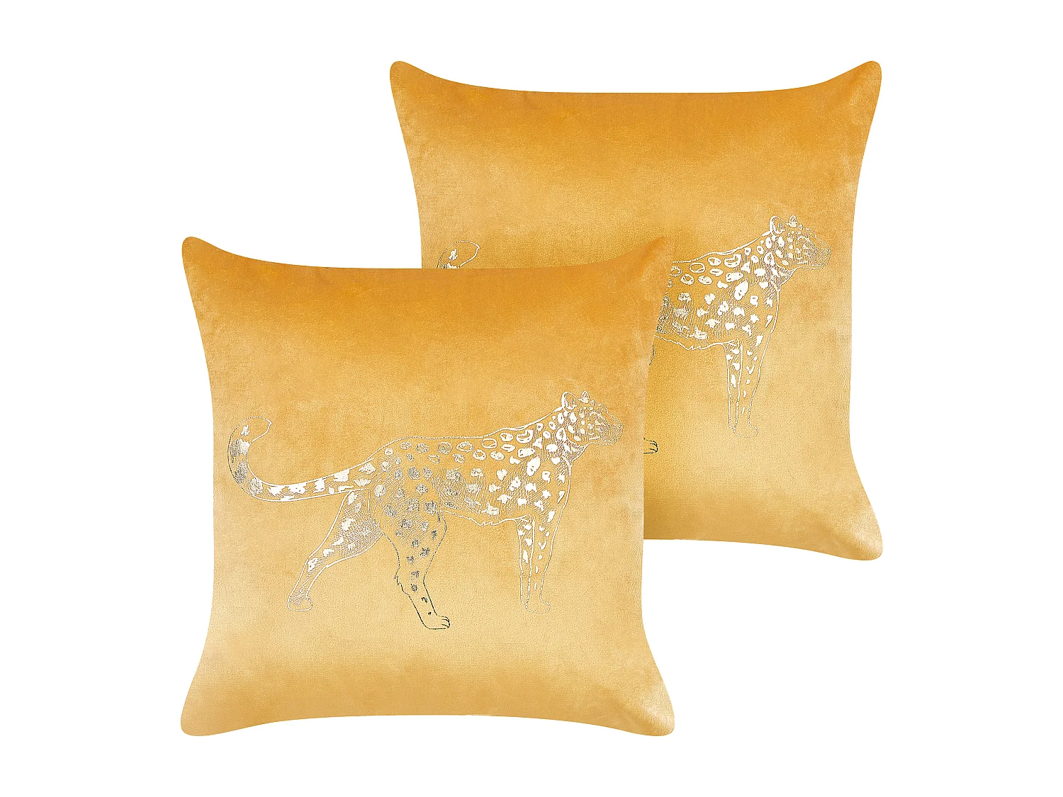 Set aus 2 Kissen aus Samt Kissen dekorative Tiermuster 45 x 45 cm Gelb Marula