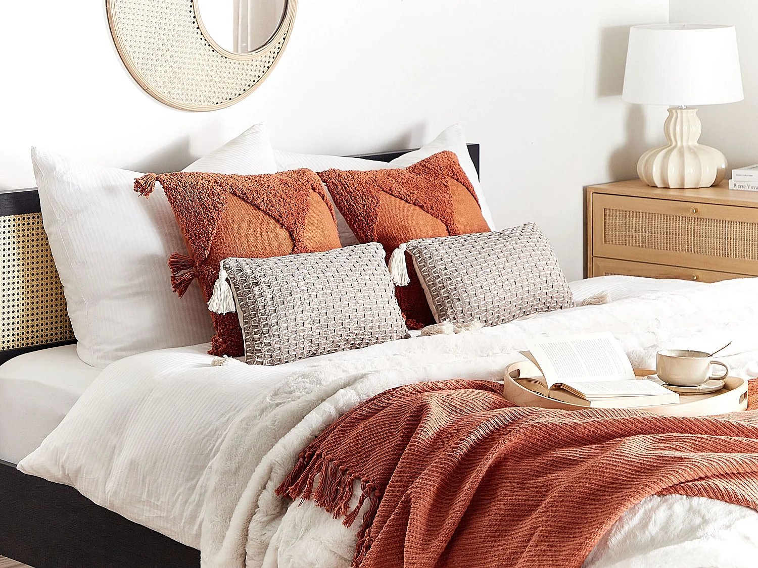 Set van 2 decoratieve kussens HAKONE 45 x 25 cm Taupe Geometrisch patroon