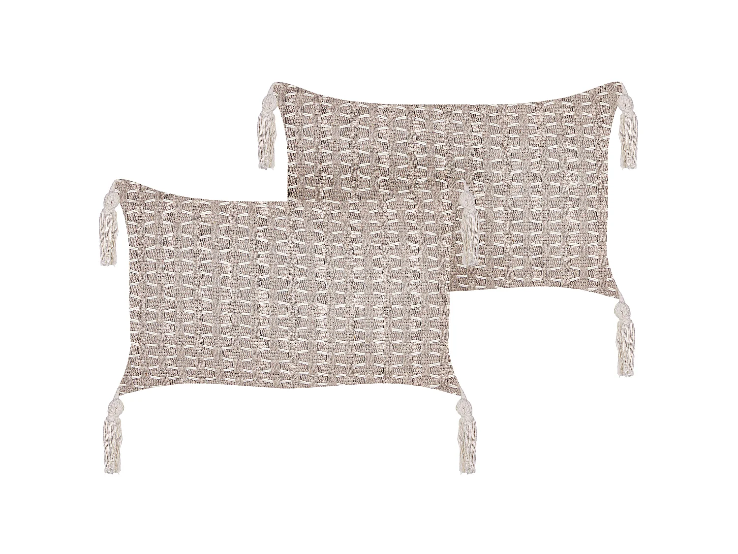 Set of 2 Decorative Cushions HAKONE 45 x 25 cm Taupe Geometric Pattern