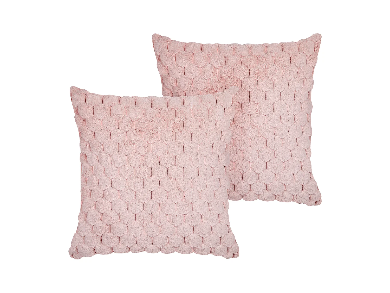 Set aus 2 dekorativen Streukissen aus Kunstfell 43 x 43 cm HRosa Purslane