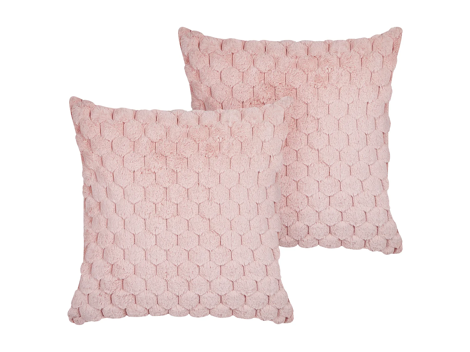 Set van 2 decoratieve kussens PURSLANE Nepbont 43 x 43 cm Pastelroze Geometrisch patroon