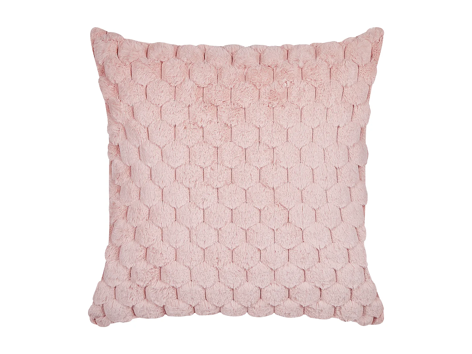 Set van 2 decoratieve kussens PURSLANE Nepbont 43 x 43 cm Pastelroze Geometrisch patroon