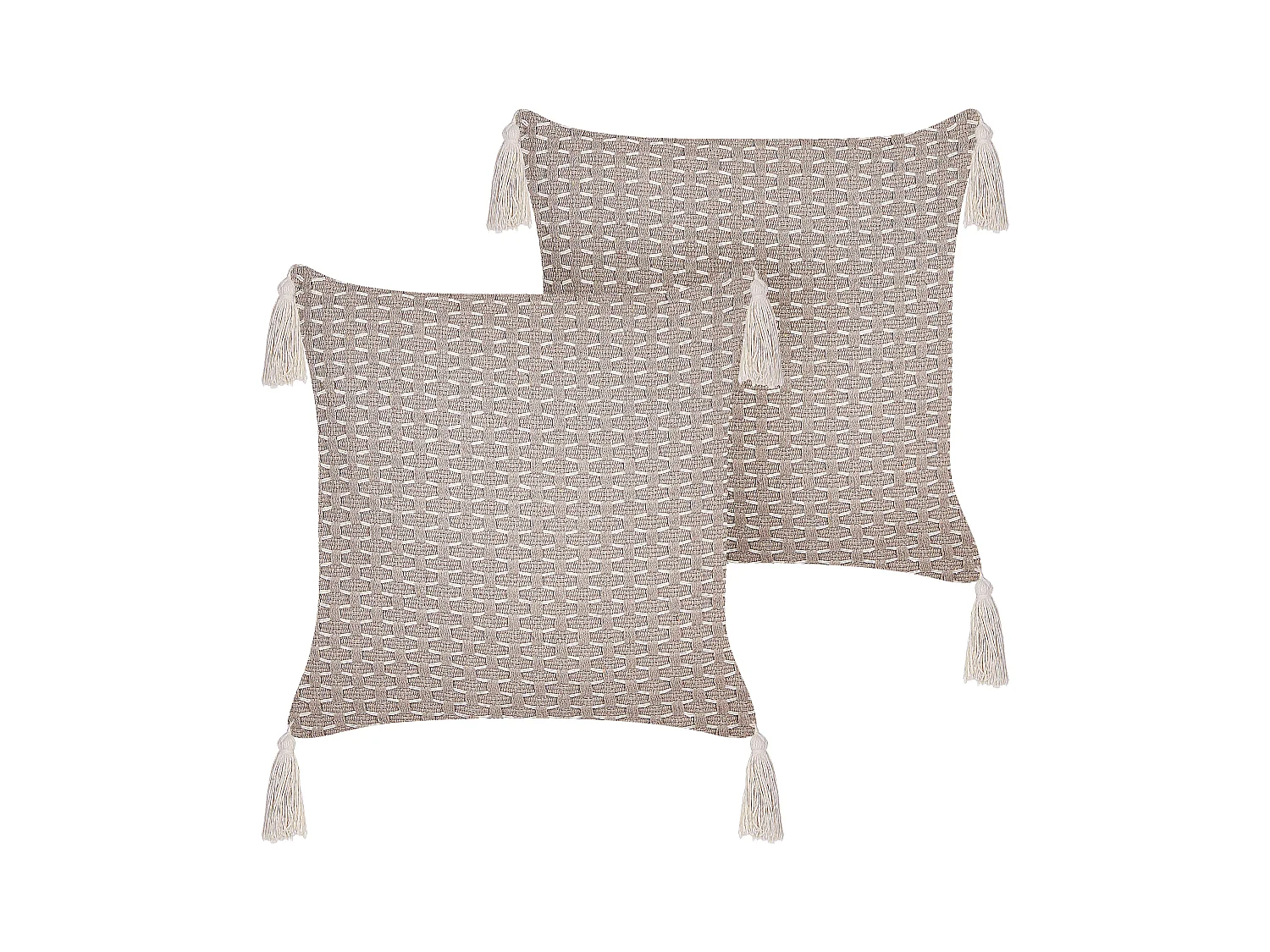 Lot de 2 coussins décoratifs HAKONE 42 x 42 cm Taupe Motif géométrique