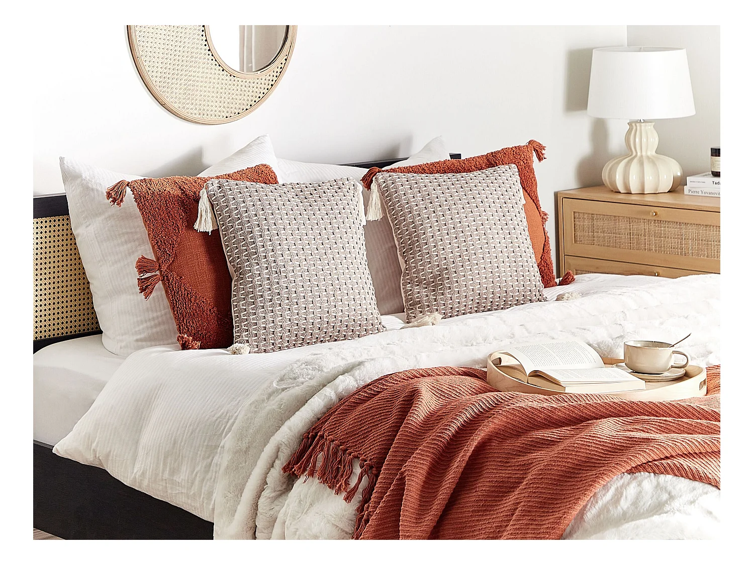 Set aus 2 dekorativen Kissen Wurfkissen 42 x 42 cm Taupe Hakone