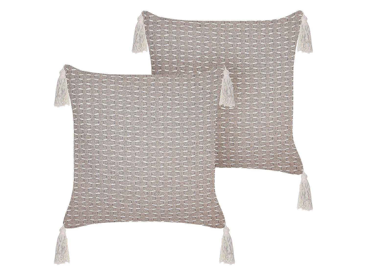 Lot de 2 coussins décoratifs HAKONE 42 x 42 cm Taupe Motif géométrique
