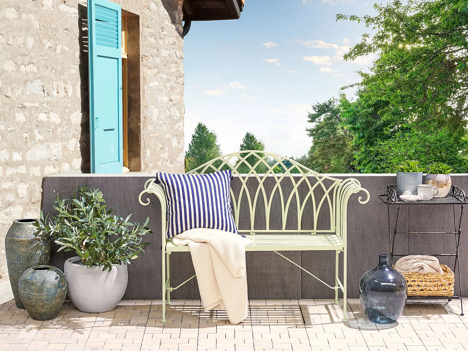 Banc de jardin MILAZZO 130 cm Métal Vert clair