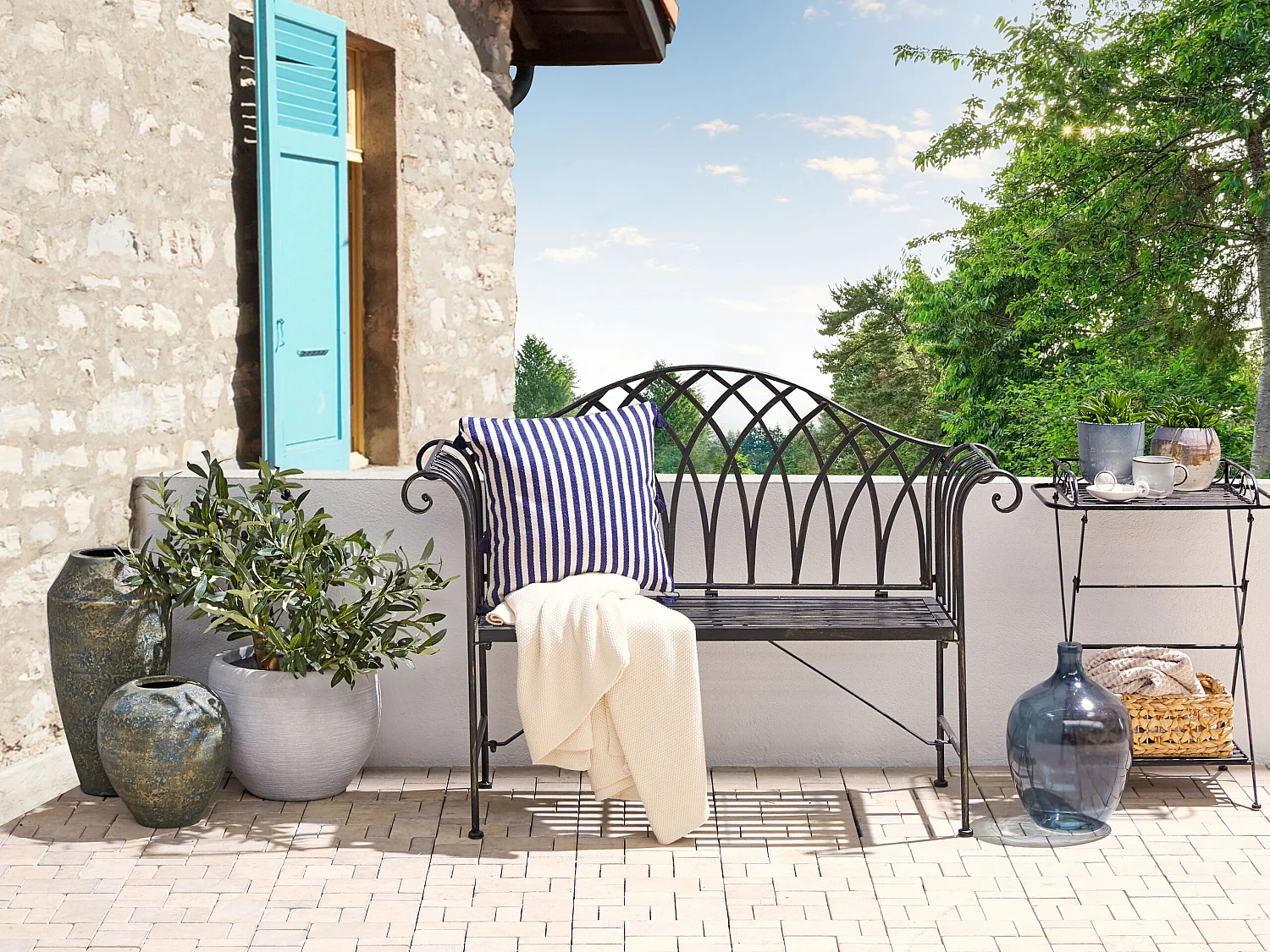Banc de jardin MILAZZO 130 cm Métal Noir