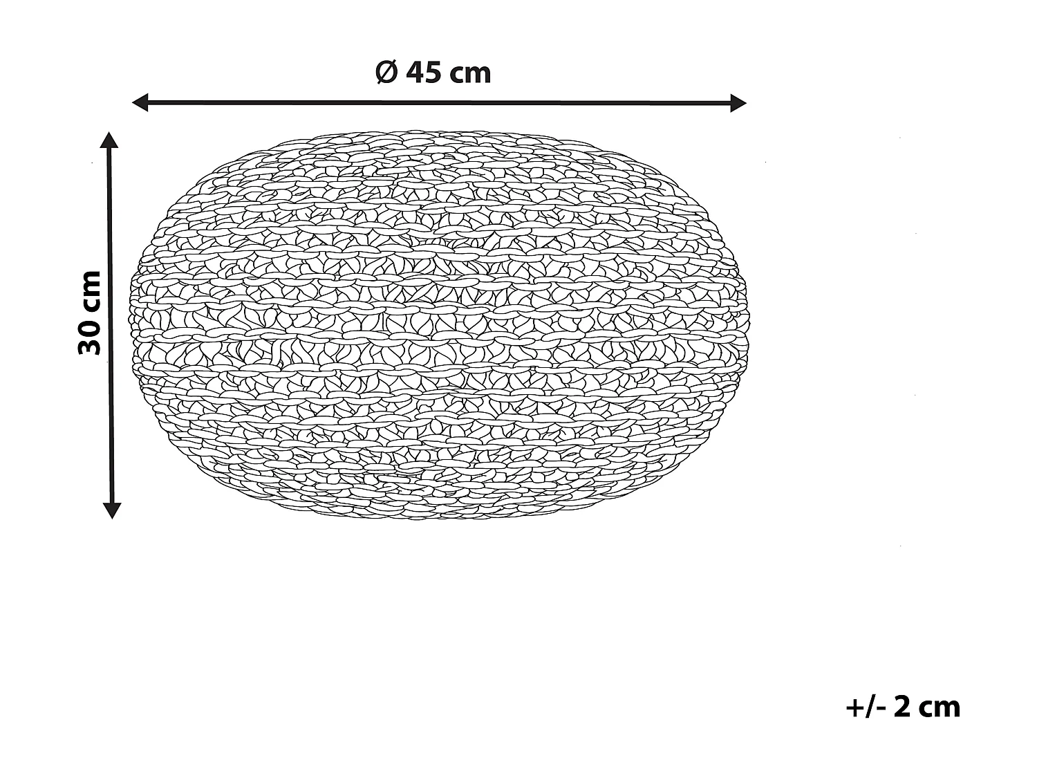 Puf DUKKI Juta Czarny 45 cm 45 cm 30 cm