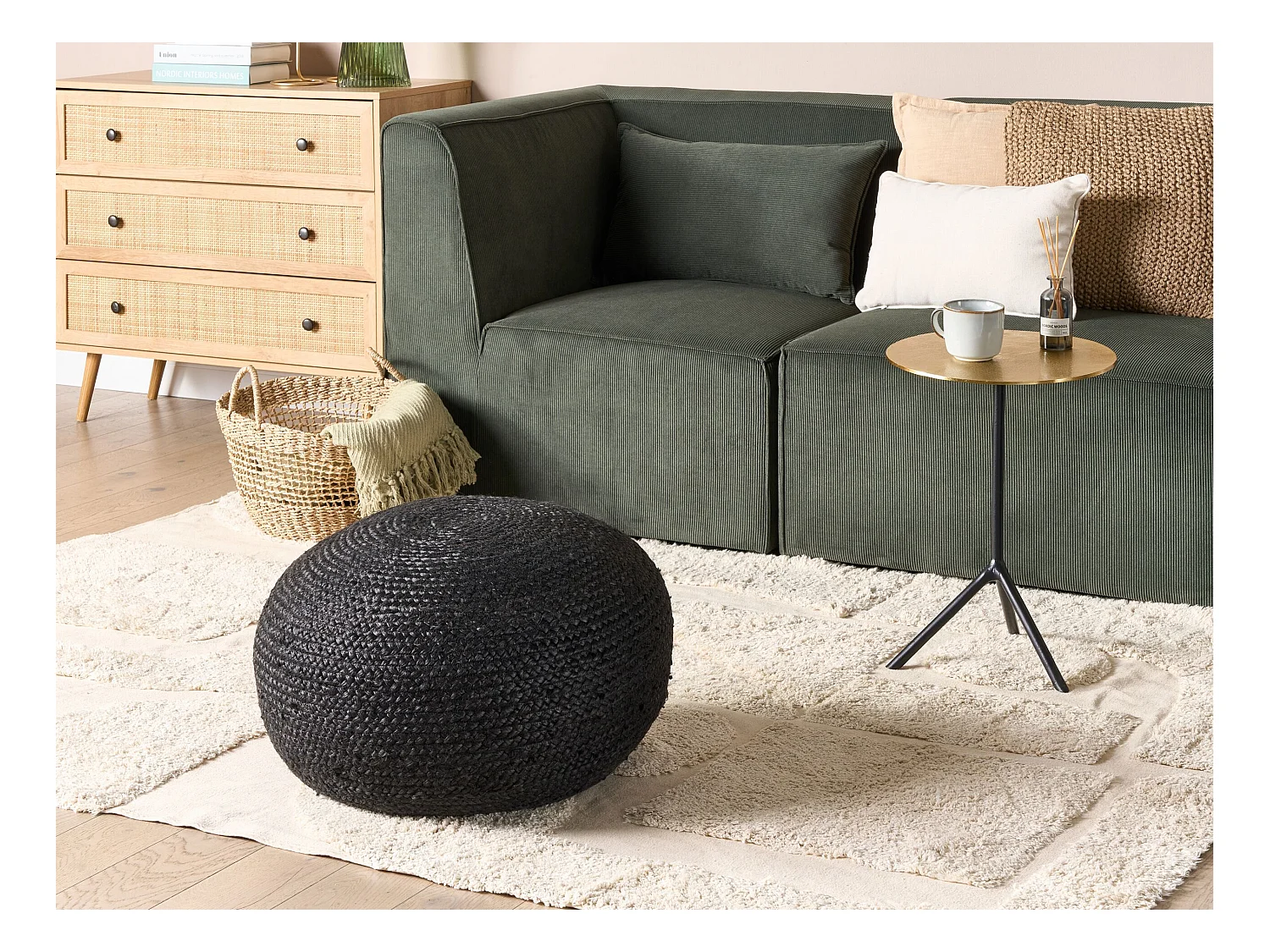Pouf DUKKI Jute Noir
