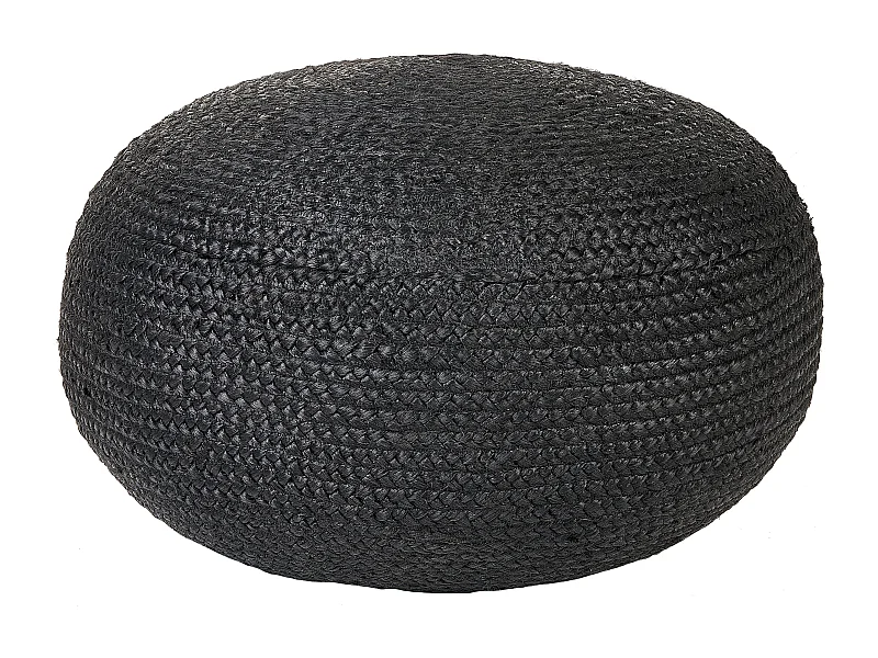 Pouf Jute schwarz rund 45 x 45 x 30 cm Strickhocker Boho Dukki