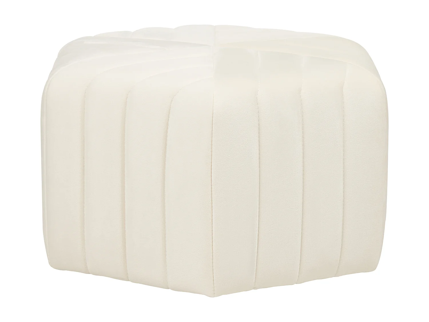 Pouf in Creme aus hochwertigem Samtstoff sechseckige Form Murietta