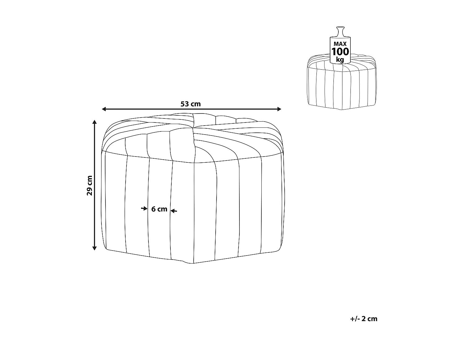 Pouf MURIETTA Velours Blanc cassé