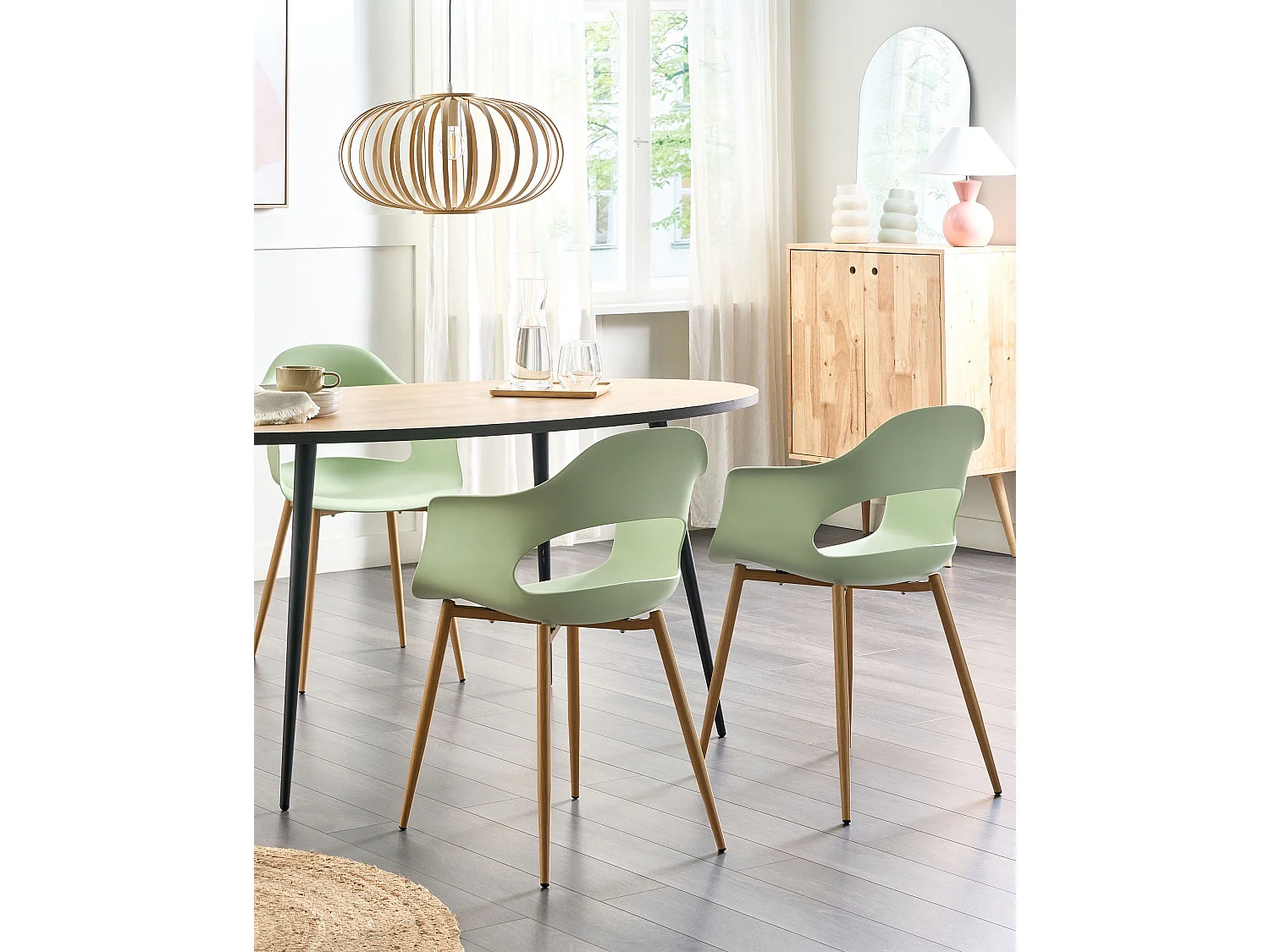 Lot de 2 chaises de salle à manger UTICA Vert clair