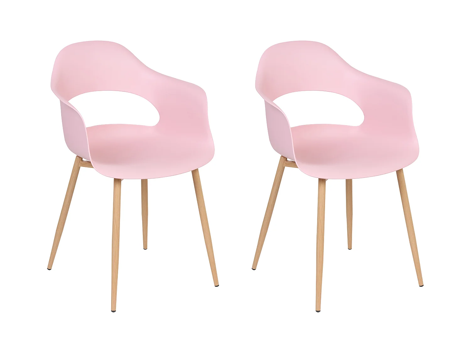 Esszimmerstuhl 2er Set rosa Kunststoff mit Metallgestell Skandi Modern Utica