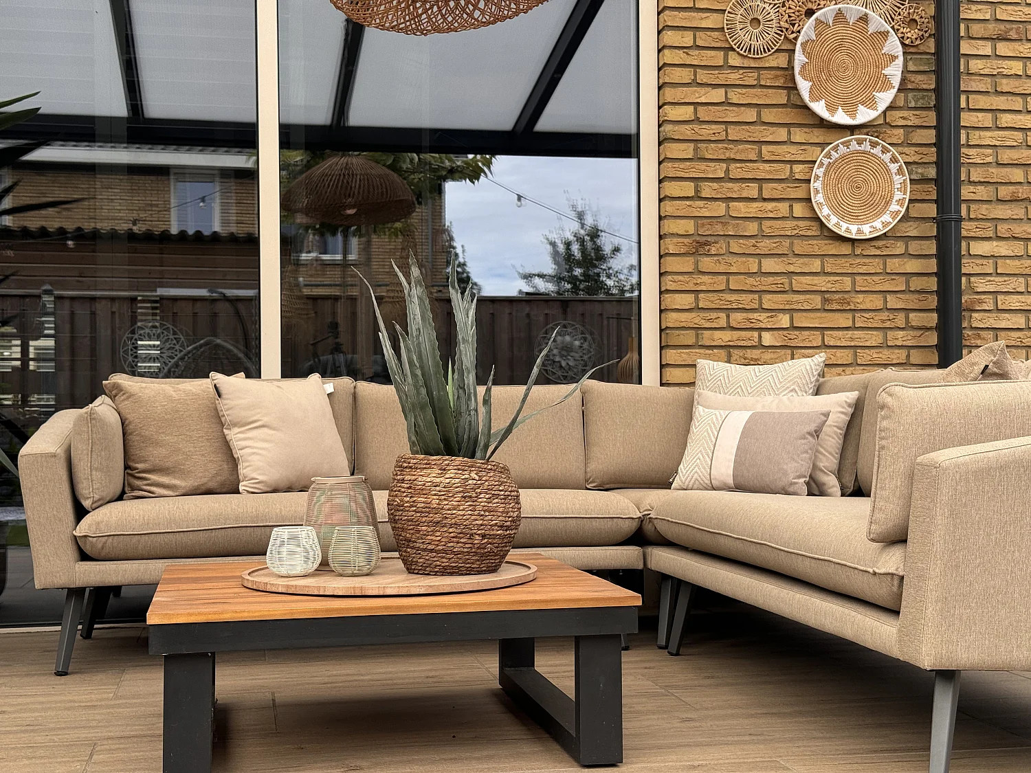 Tuin hoekbank 5-zitter LORETELLO Beige