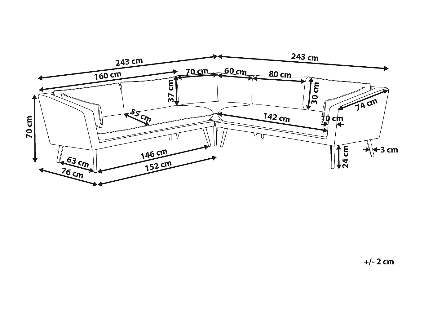Sofá de jardim de canto 5 lugares LORETELLO Creme