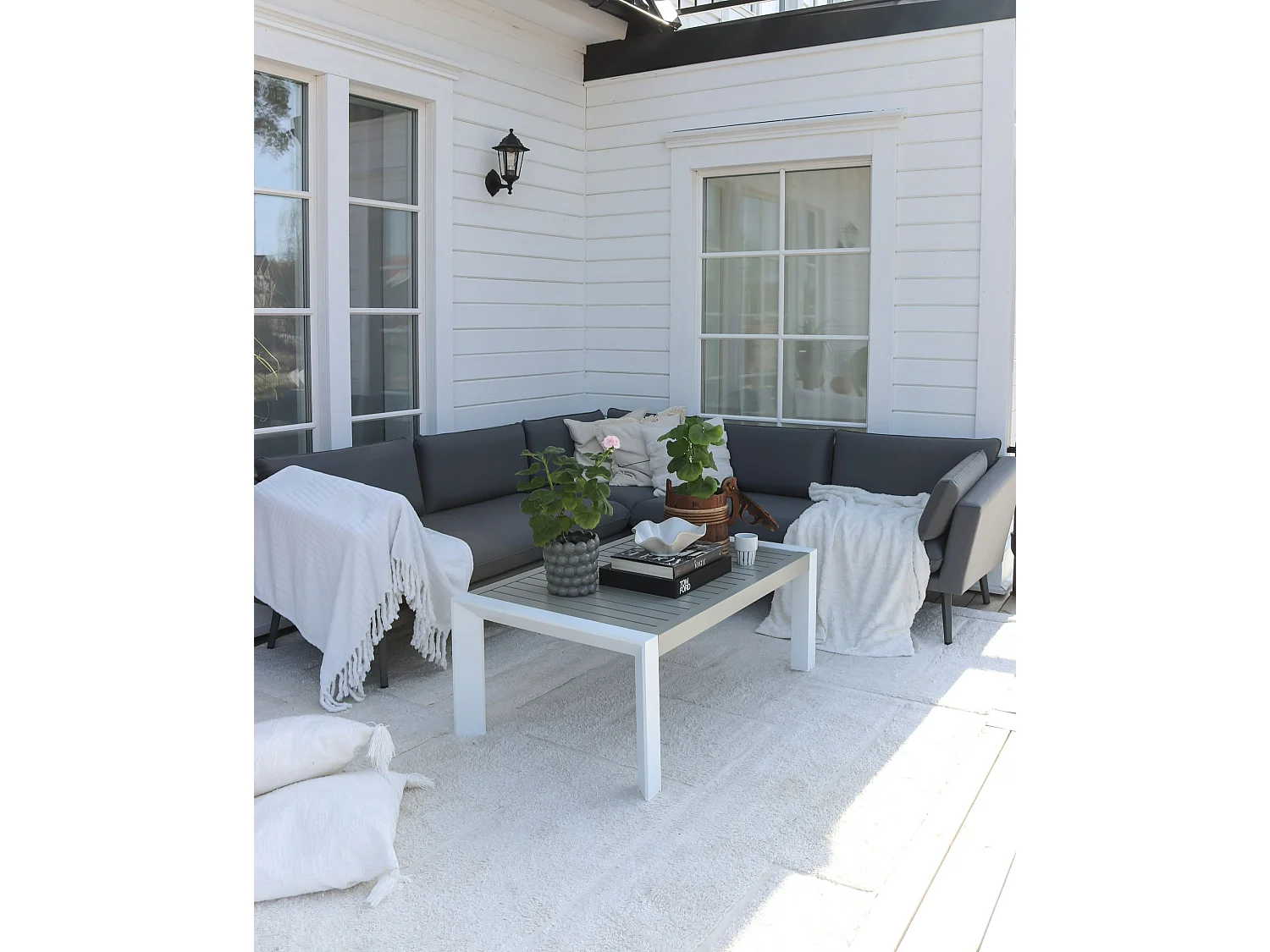 Garden Corner Sofa 5 Seater LORETELLO Grey