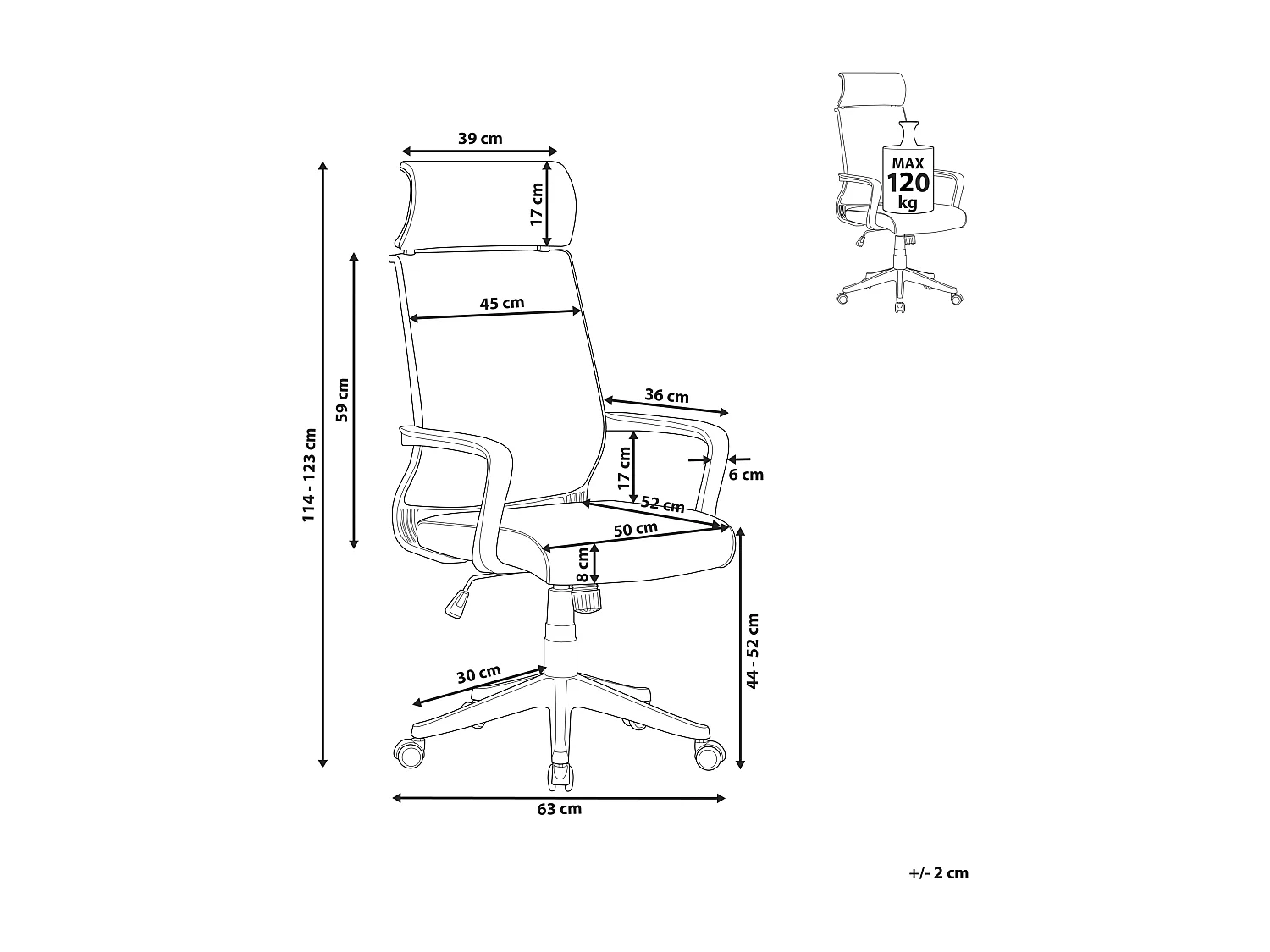 Chaise de bureau LEADER Cuir PU Noir