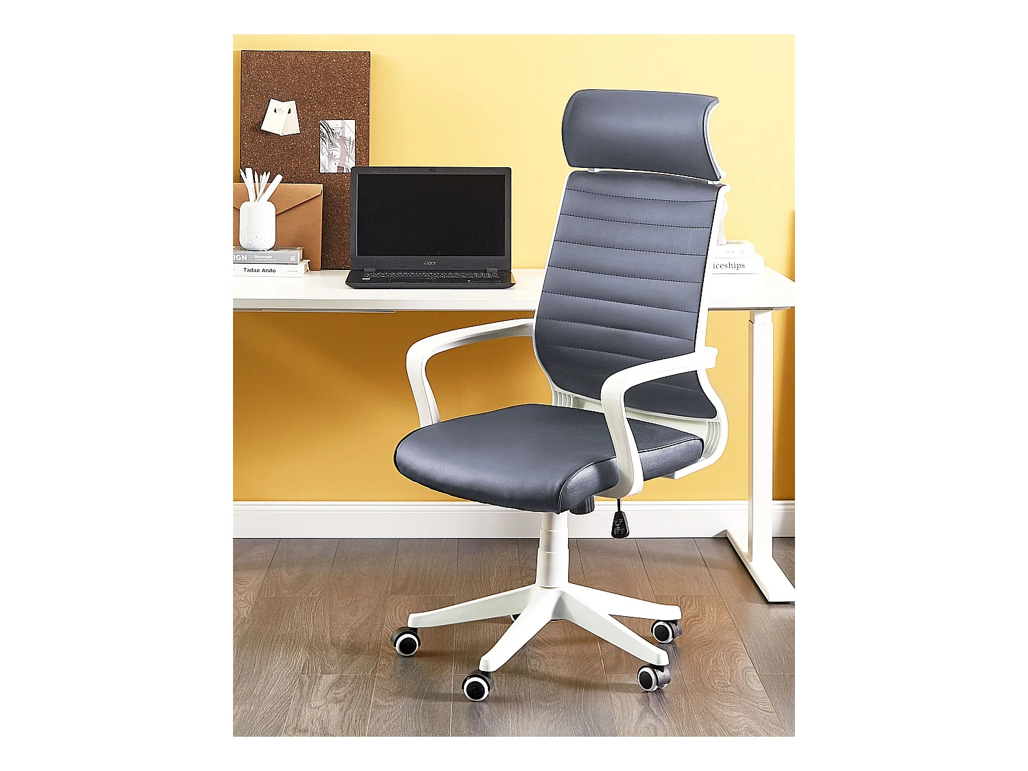 Moderner Bürostuhl grau kunstleder höhenverstellbar Leader