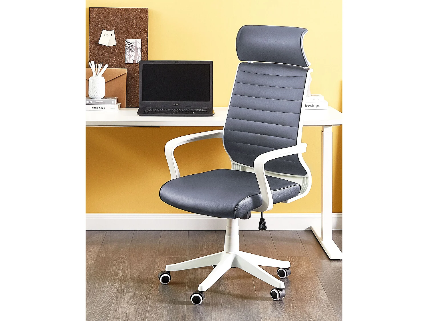 Chaise de bureau LEADER Cuir PU Gris