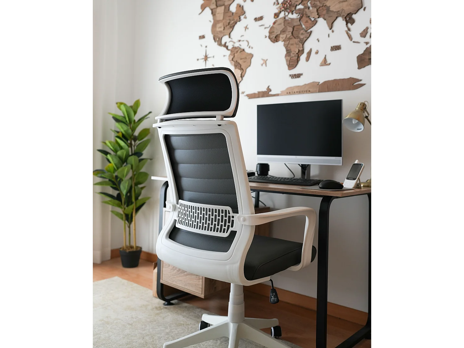 Chaise de bureau LEADER Cuir PU Gris