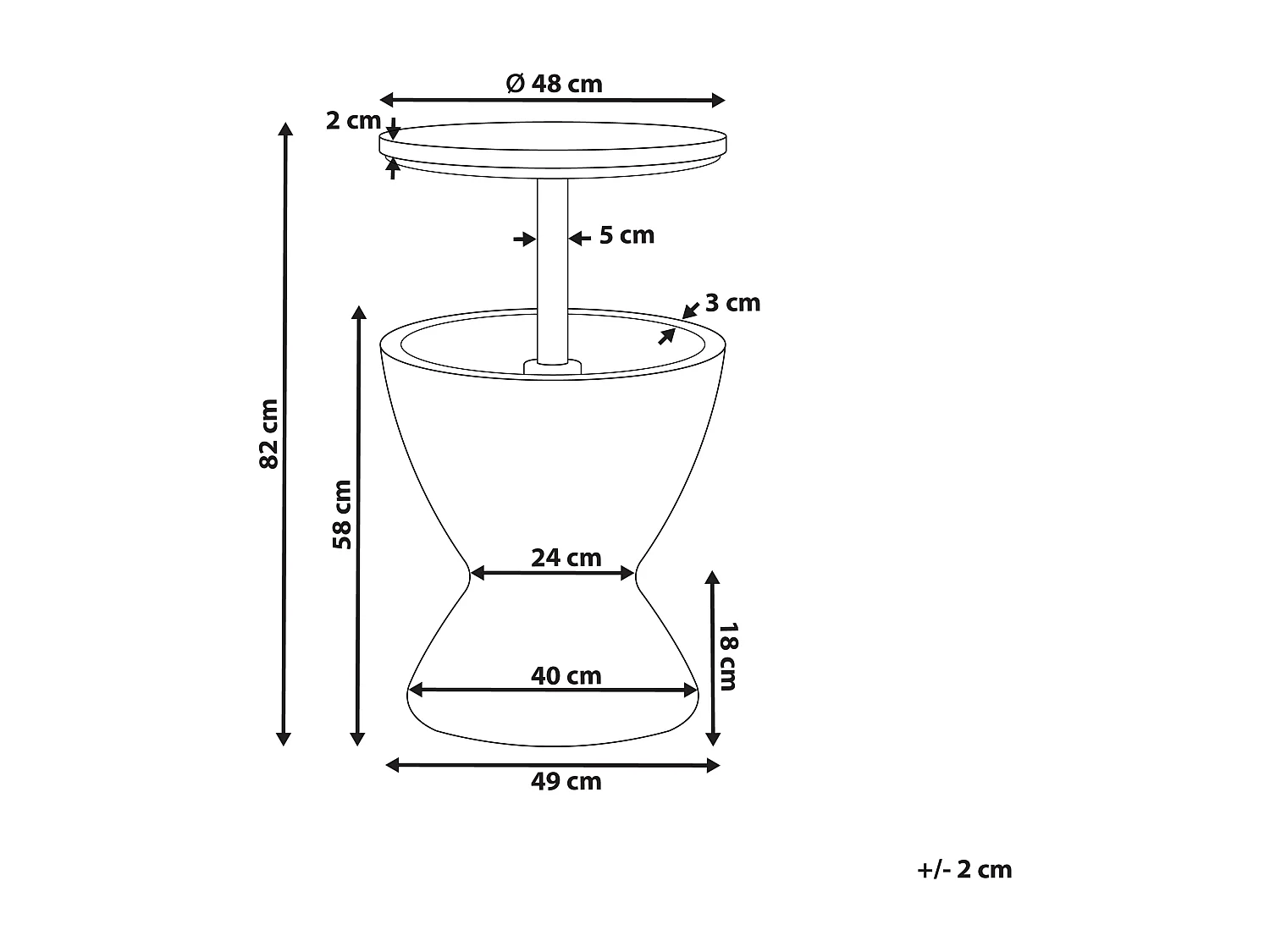 Glacière de bar AISA 49 cm 49 cm Imitation bois Taupe