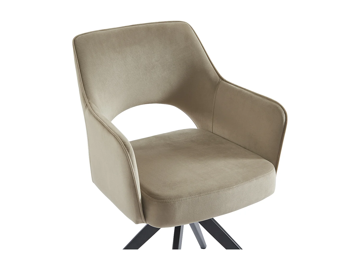 Lot de 6 chaises pivotantes avec accoudoirs en velours et métal noir - Beige - KONYA