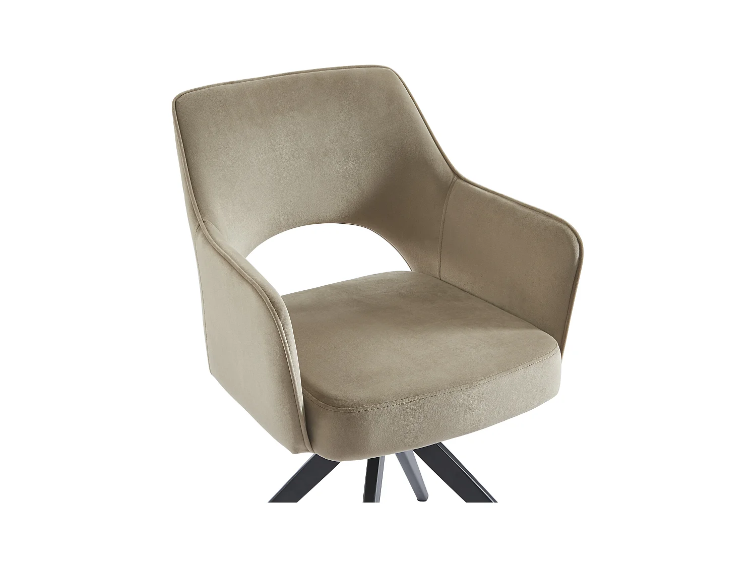 Set van 6 draaistoelen met armleuningen van fluweel en zwart metaal - Beige - KONYA