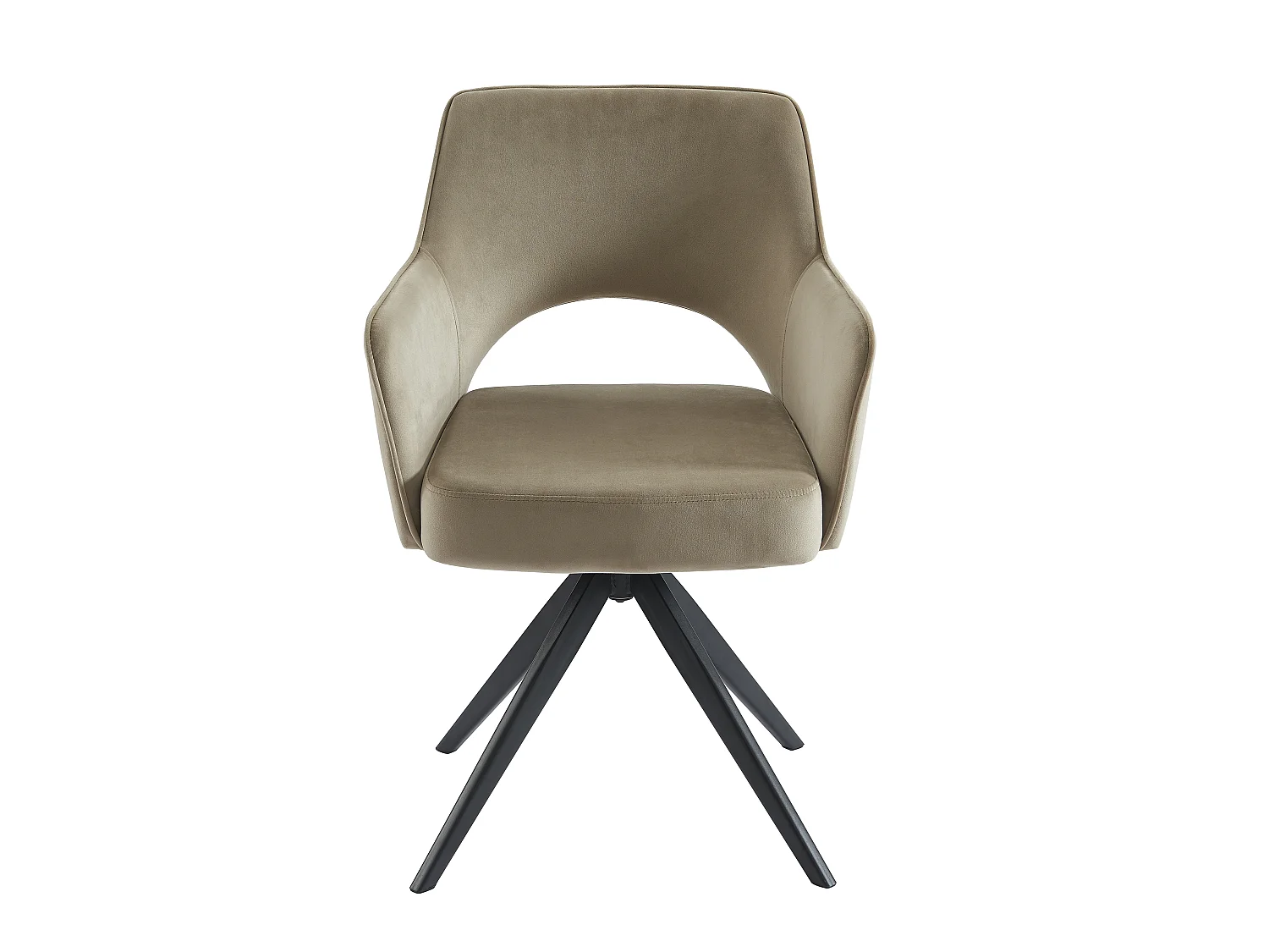 Set van 6 draaistoelen met armleuningen van fluweel en zwart metaal - Beige - KONYA