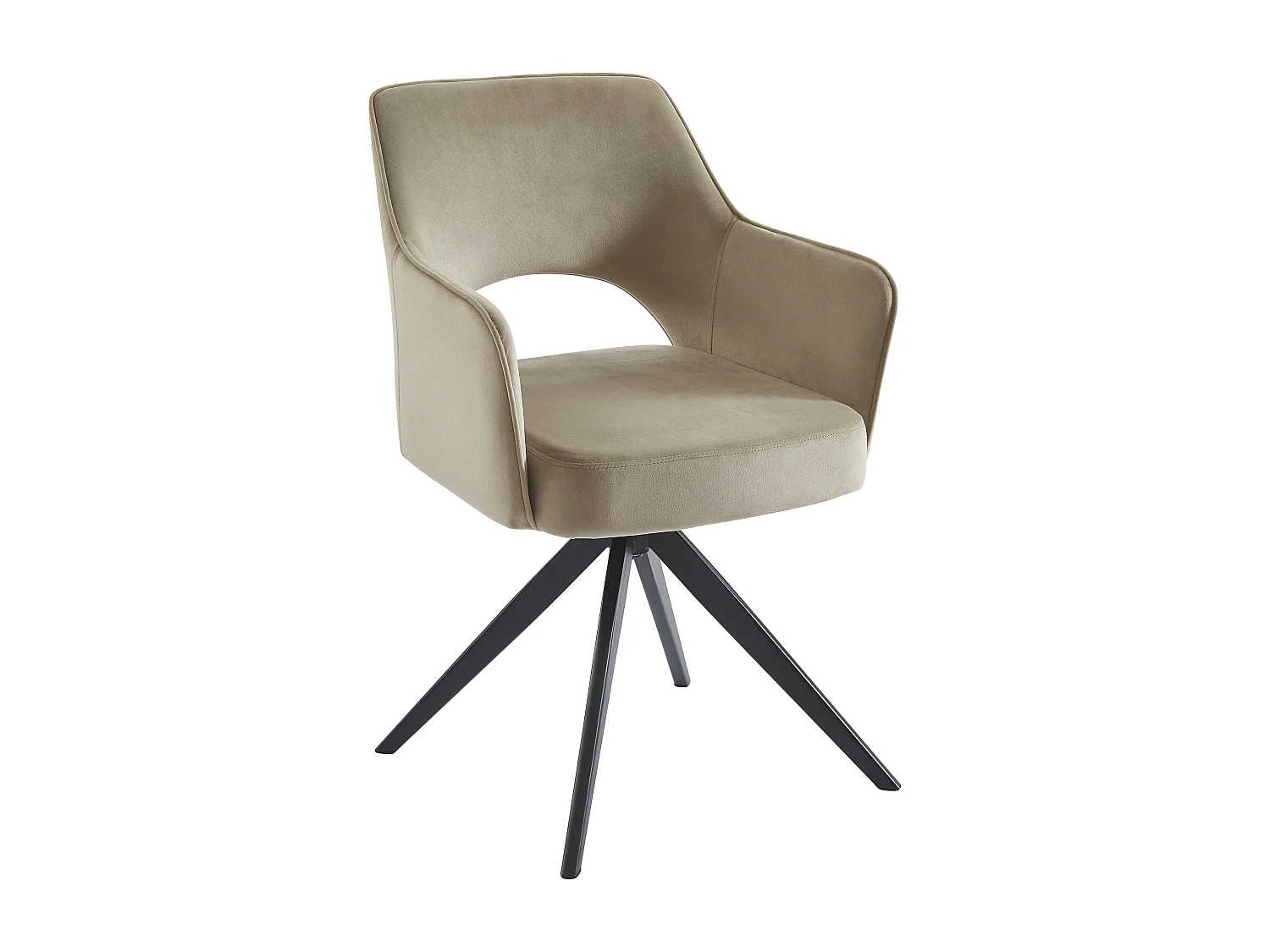 Set van 6 draaistoelen met armleuningen van fluweel en zwart metaal - Beige - KONYA