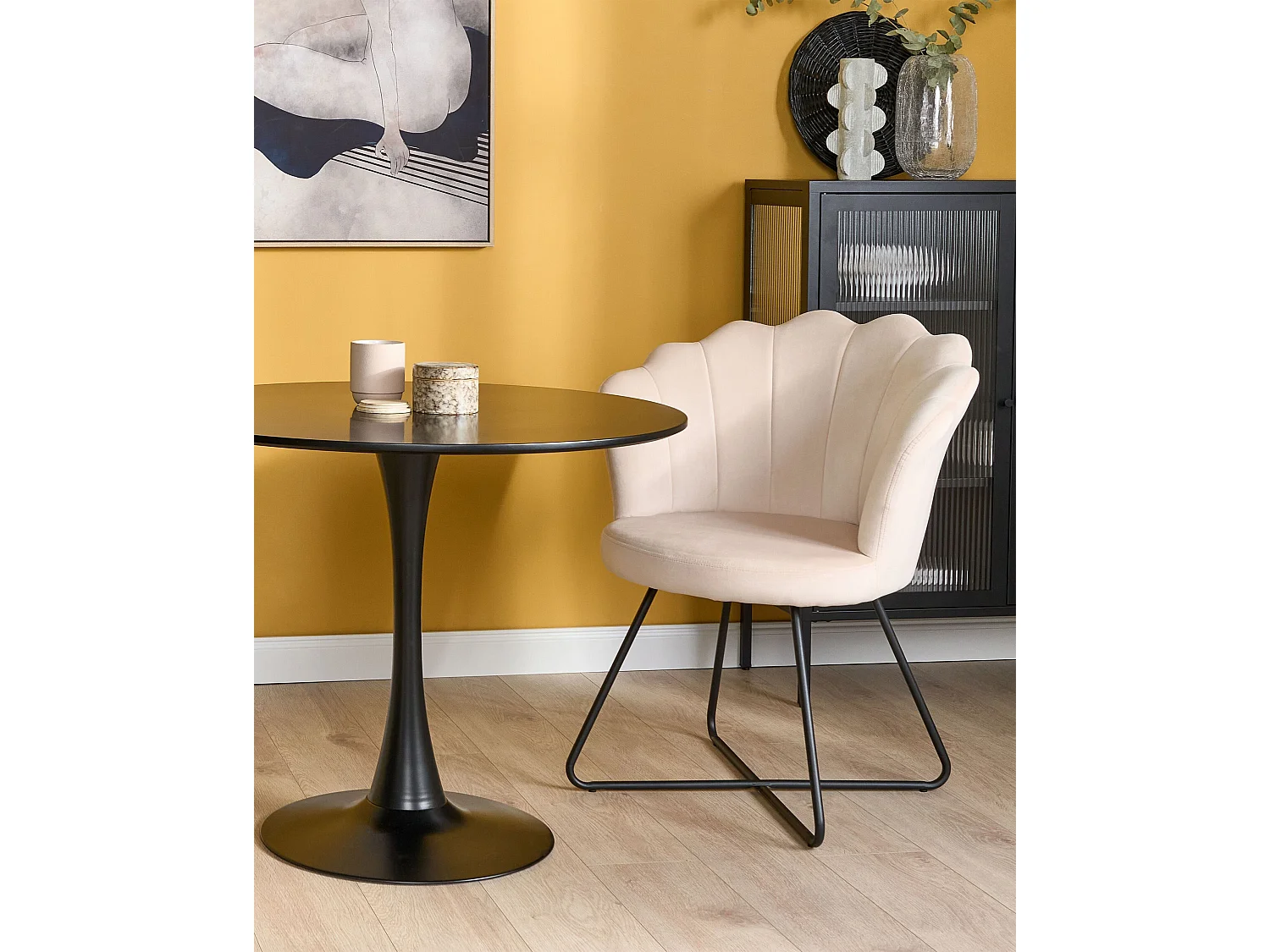 Fauteuil LOVELOCK Velours Blanc cassé