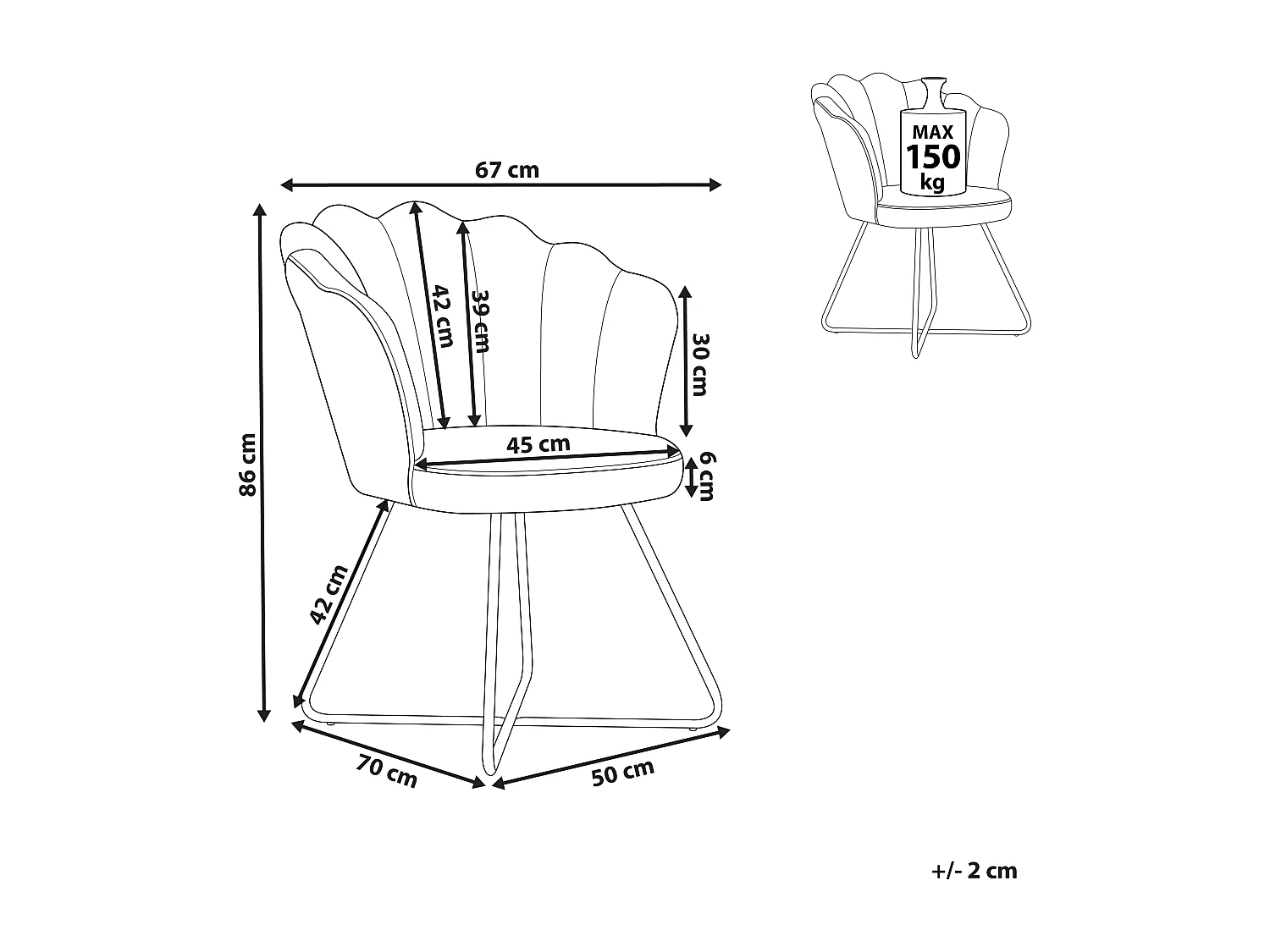 Fauteuil LOVELOCK Velours Blanc cassé